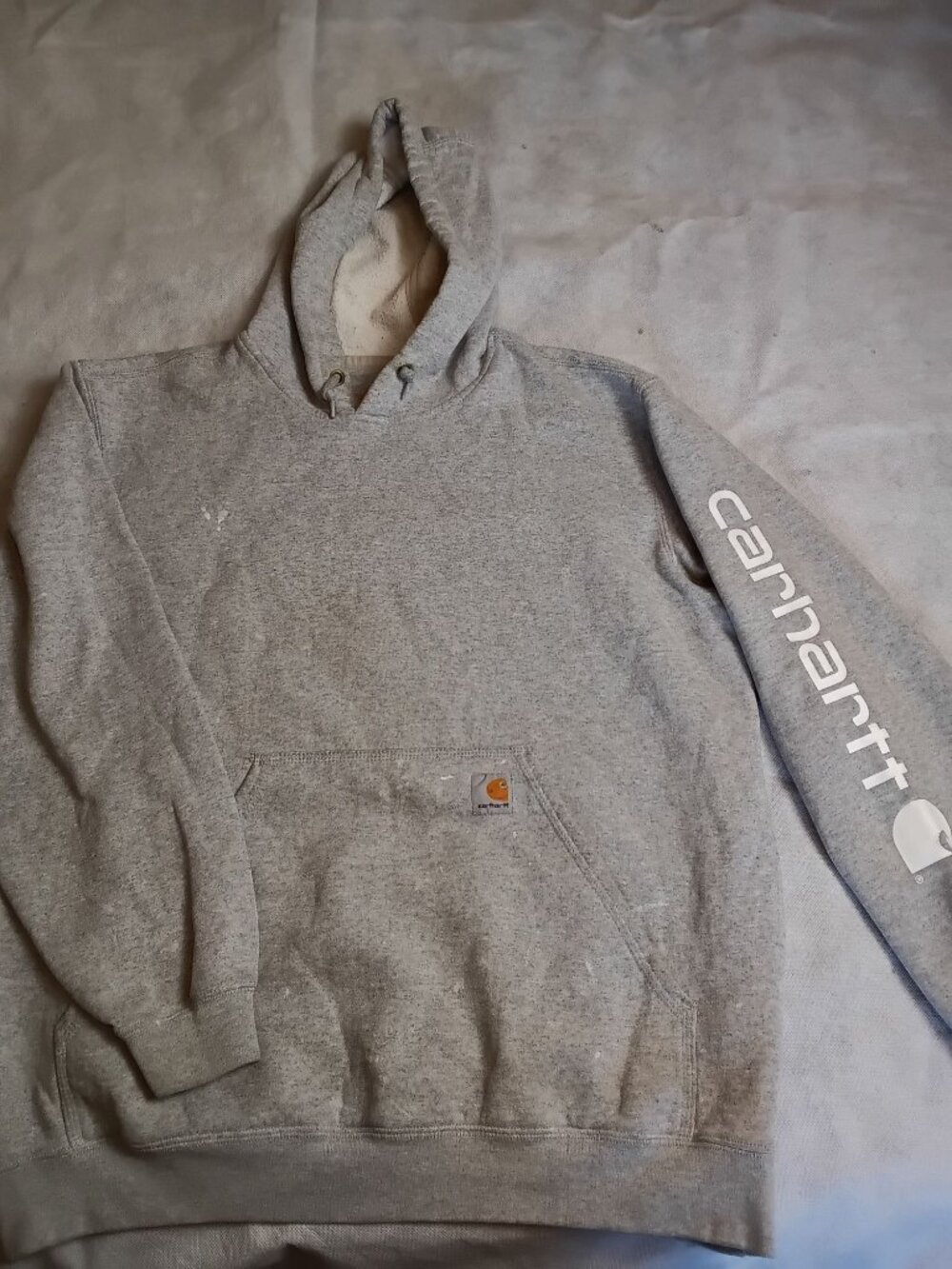 Carhartt Men's K288 Midweight Sleeve Logo Hooded Sweatshirt Large paint marks